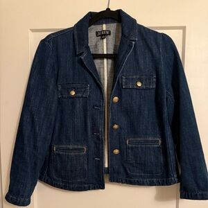 J. Crew Dark Blue Jean Jacket with Gold Accents